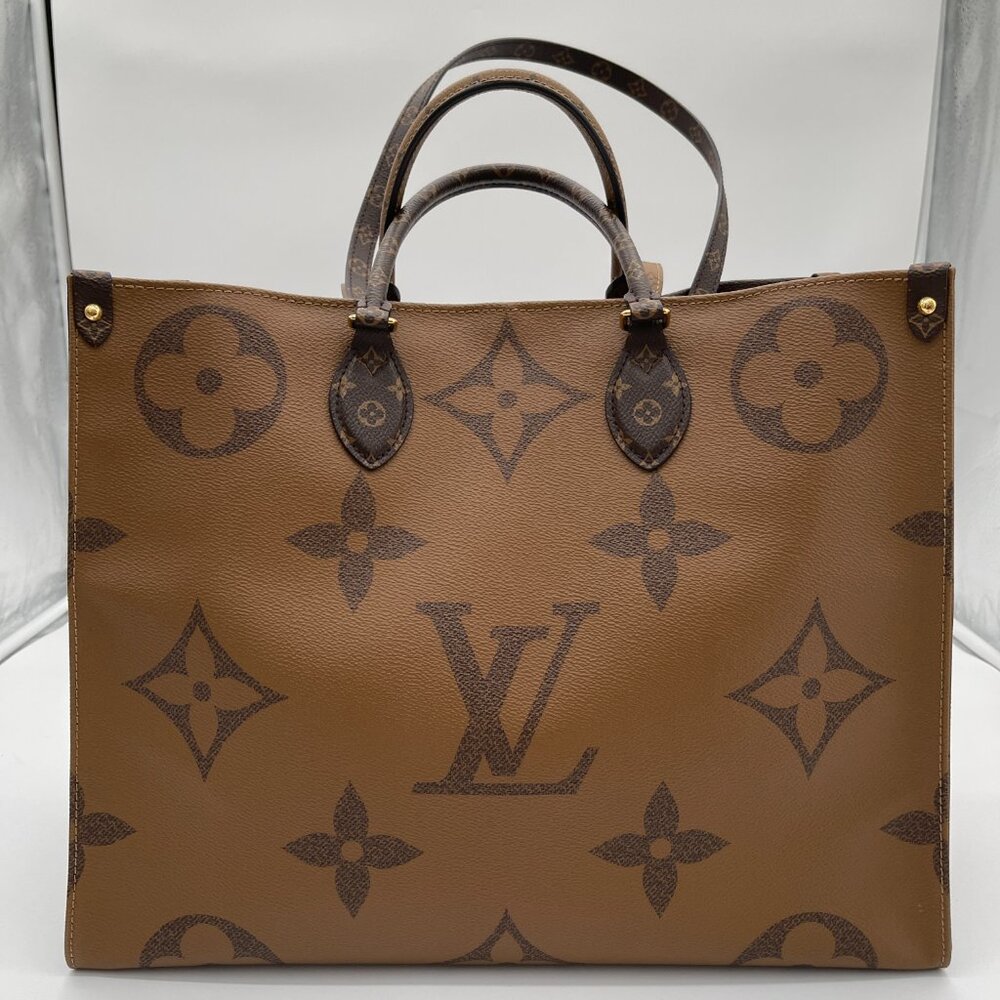 Louis Vuitton Monogram Reverse On The Go GM Shoulder Tote Beige/Brown (141975) - Picture 2 of 11